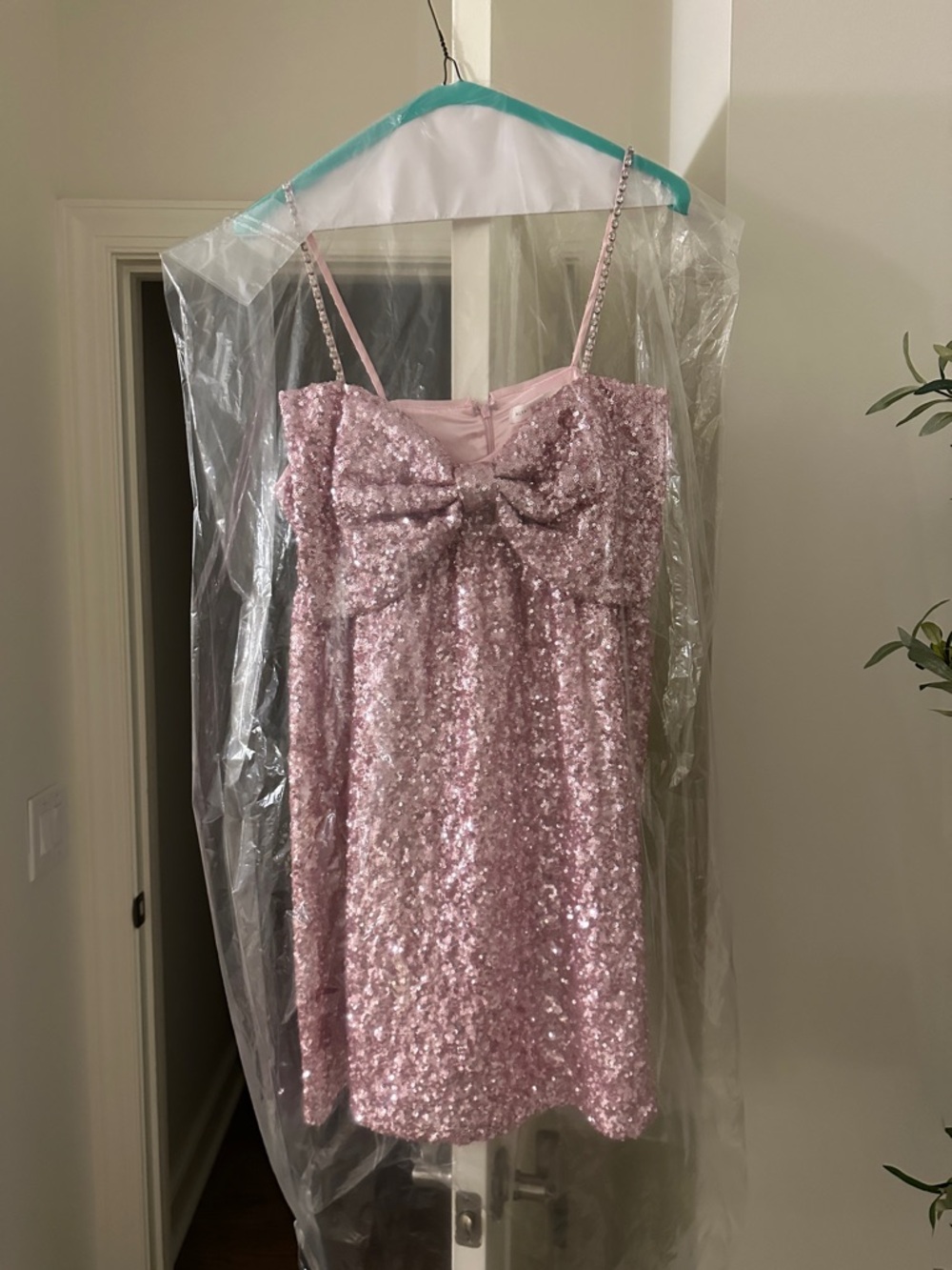 Altar'd State Pink Sequin Mini Dress with Bow - Picture 6 of 10